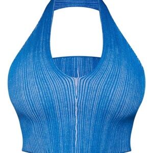 PrettyLittleThing Blue Halter Top
